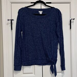 J. Crew Heathered Blue Long Sleeve Top with Side Tie